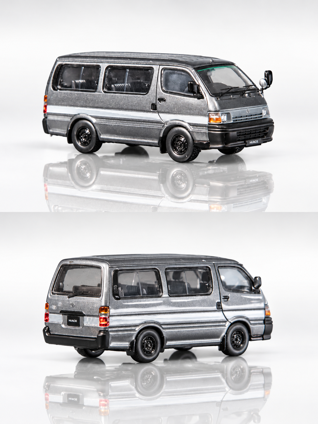 ＜予約商品＞1/64 TOYOTA HIACE 100 WAGON GREY WITH WHITE STRIPES  1/64 トヨタ ハイエース 100 ワゴン グレー／ホワイトストライプ※2026年11月以後入荷予定