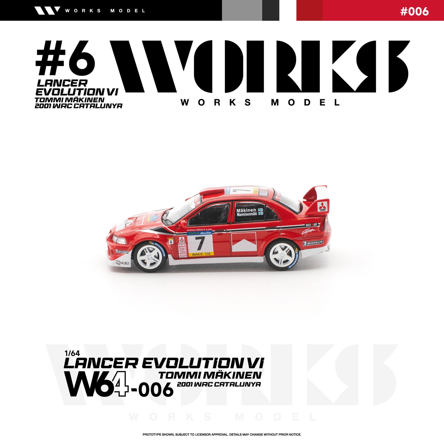 ＜予約商品＞1/64 MITSUBISHI LANCER EVOLUTION VI TOMMI MAKINEN 2001 WRC CATALUNYA ※2026年9月以後入荷予定