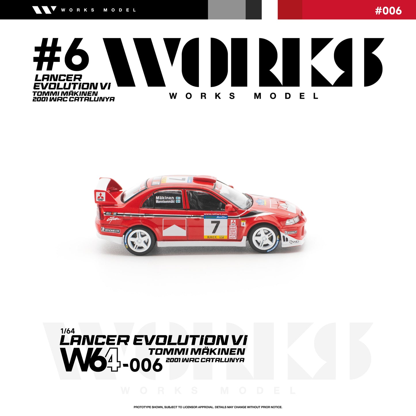 ＜予約商品＞1/64 MITSUBISHI LANCER EVOLUTION VI TOMMI MAKINEN 2001 WRC CATALUNYA ※2026年9月以後入荷予定